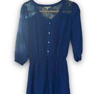 Gianni Bini Royal Blue Lace Dress Button Down Front